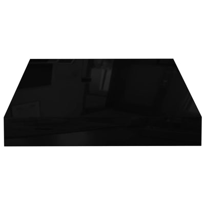 Kelluvat seinähyllyt 2kpl korkeakiilto musta 23x23,5x3,8 cm MDF