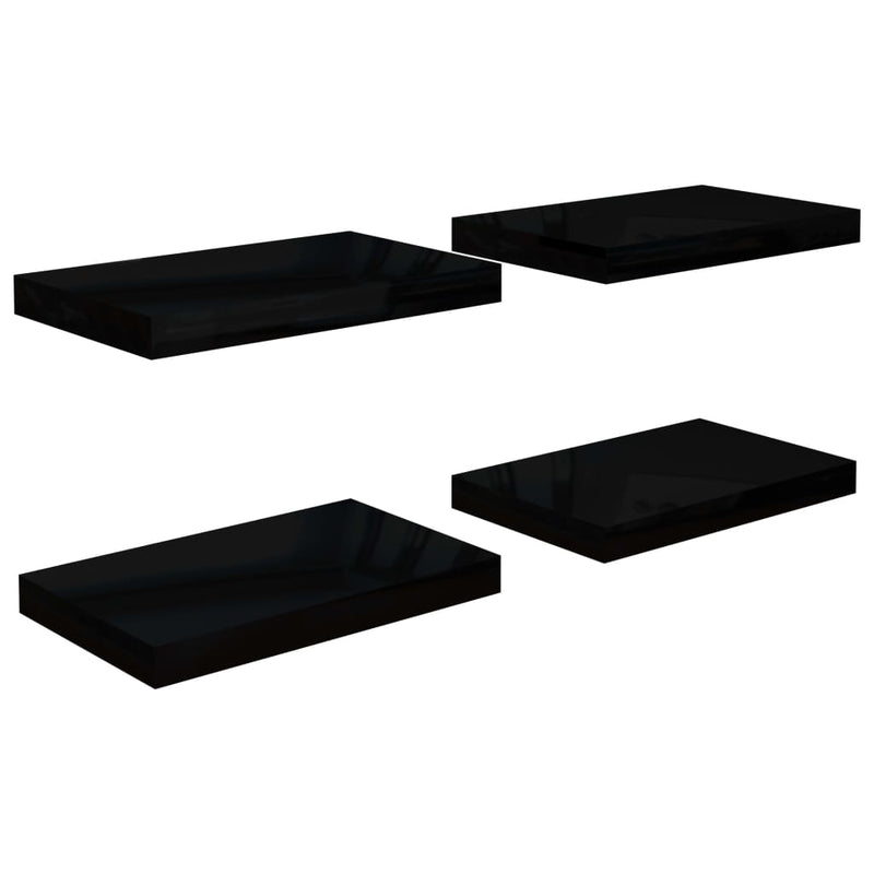 Musta kelluvat seinähyllyt Chan 40x23x3,8cm (4 kpl korkeakiilto mdf)