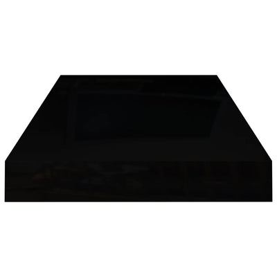 Kelluvat seinähyllyt 2 kpl korkeakiilto musta 50x23x3,8 cm MDF