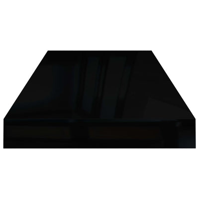 Kelluvat seinähyllyt 2kpl korkeakiilto musta 60x23,5x3,8 cm MDF