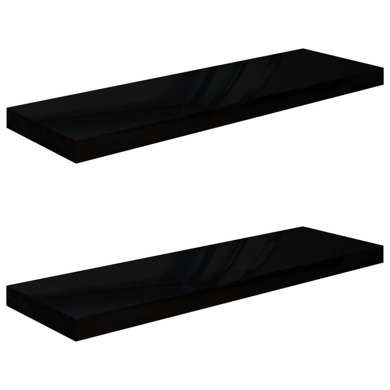 Musta kelluvat seinähyllyt Chan 80x23,5x3,8cm (2kpl)