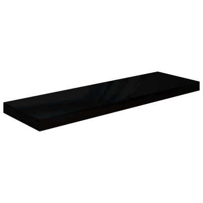 Kelluvat seinähyllyt 2kpl korkeakiilto musta 80x23,5x3,8 cm MDF
