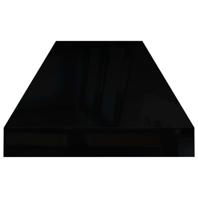 Kelluvat seinähyllyt 4 kpl korkeakiilto musta 80x23,5x3,8cm MDF