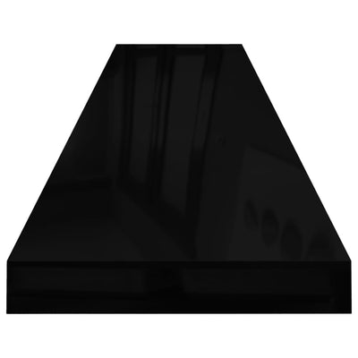 Kelluvat seinähyllyt 2kpl korkeakiilto musta 120x23,5x3,8cm MDF