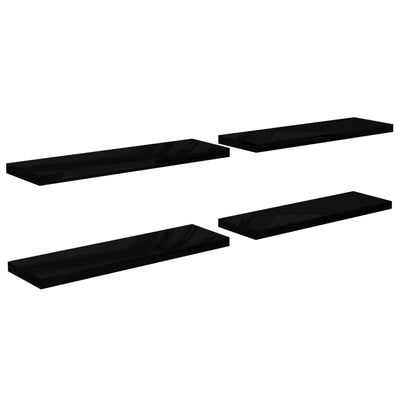 Kelluvat seinähyllyt 4kpl korkeakiilto musta 120x23,5x3,8cm MDF