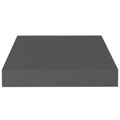 Kelluvat seinähyllyt 2kpl korkeakiilto harmaa 23x23,5x3,8cm MDF