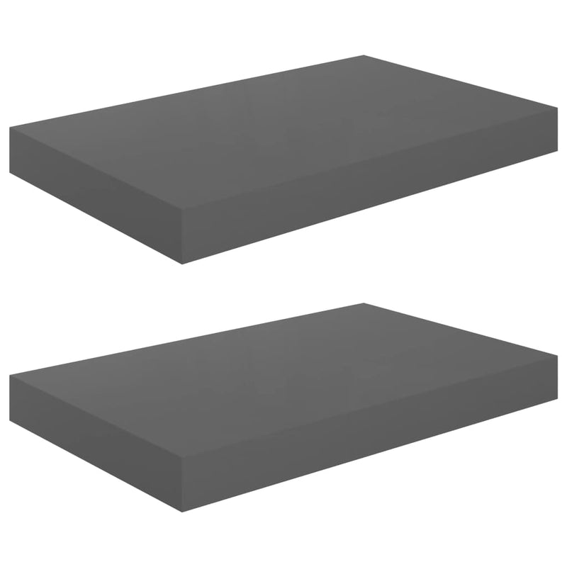 Harmaa kelluvat seinähyllyt Chan 40x23x3,8cm (2 kpl korkeakiilto mdf)