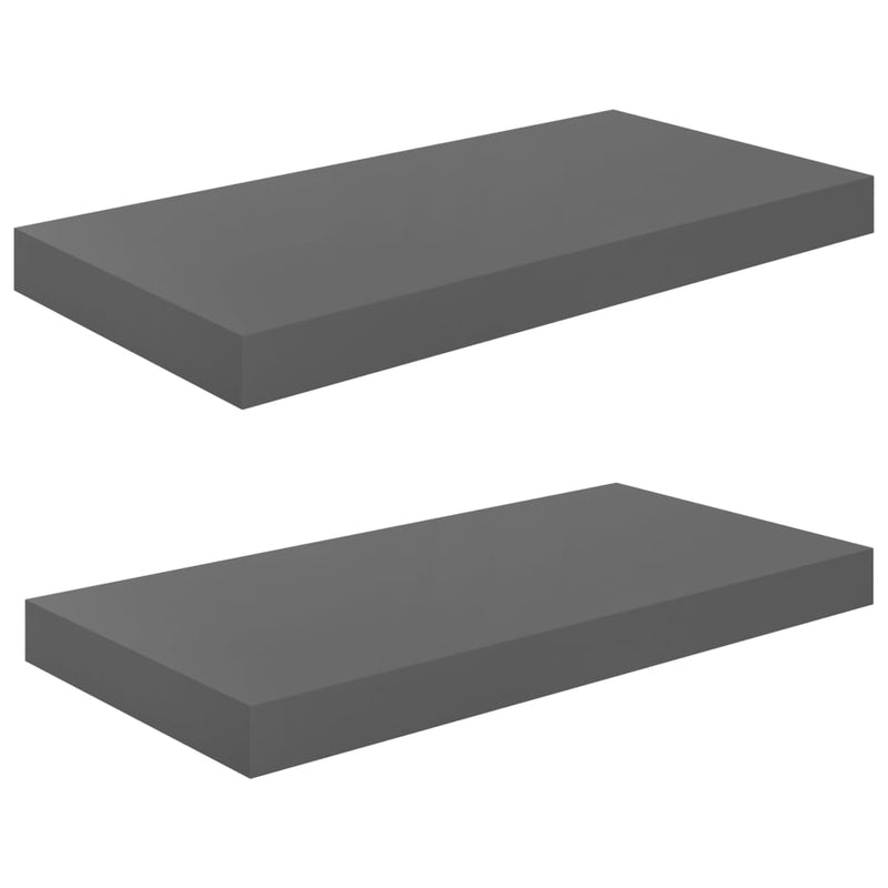 Harmaa kelluvat seinähyllyt Chan 50x23x3,8cm (2 kpl korkeakiilto mdf)