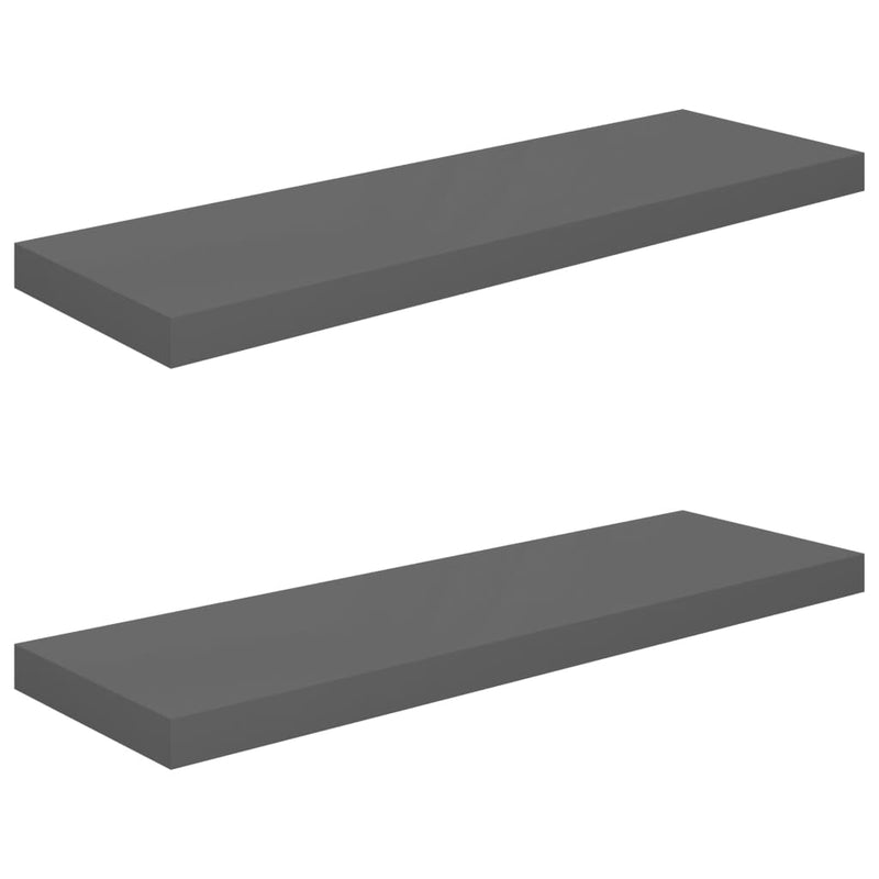 Harmaa kelluvat seinähyllyt Chan 80x23,5x3,8cm (2kpl korkeakiilto mdf)