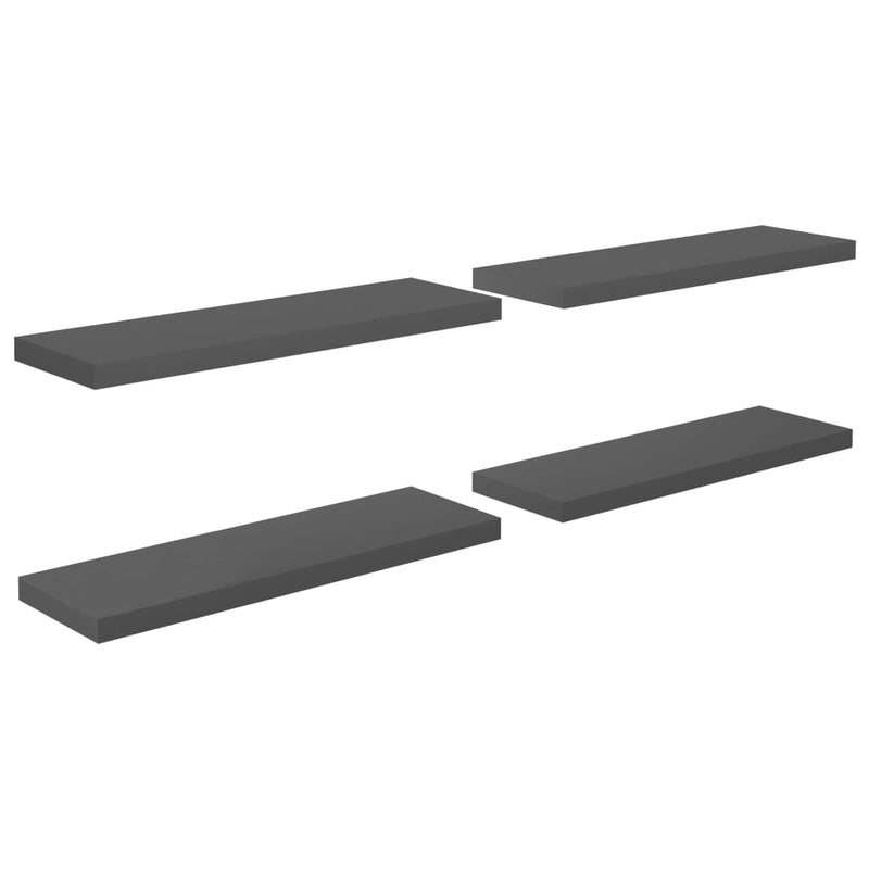 Harmaa kelluvat seinähyllyt Chan 80x23,5x3,8cm (4kpl korkeakiilto mdf)