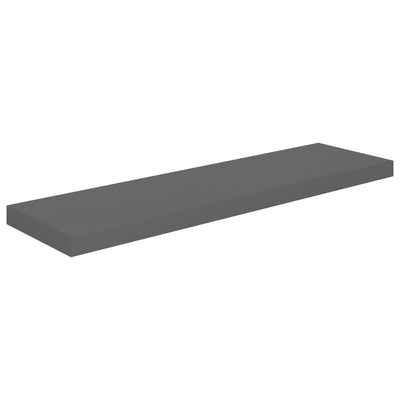 Kelluvat seinähyllyt 2kpl korkeakiilto harmaa 90x23,5x3,8cm MDF