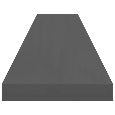 Kelluvat seinähyllyt 2kpl kork.kiilto harmaa 120x23,5x3,8cm MDF