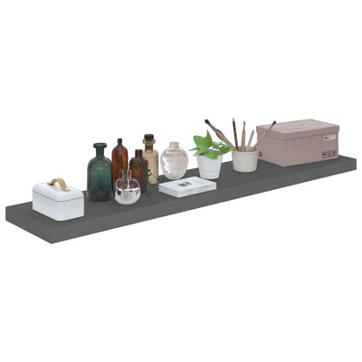 Kelluvat seinähyllyt 2kpl kork.kiilto harmaa 120x23,5x3,8cm MDF