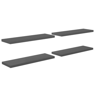 Kelluvat seinähyllyt 4kpl kork.kiilto harmaa 120x23,5x3,8cm MDF