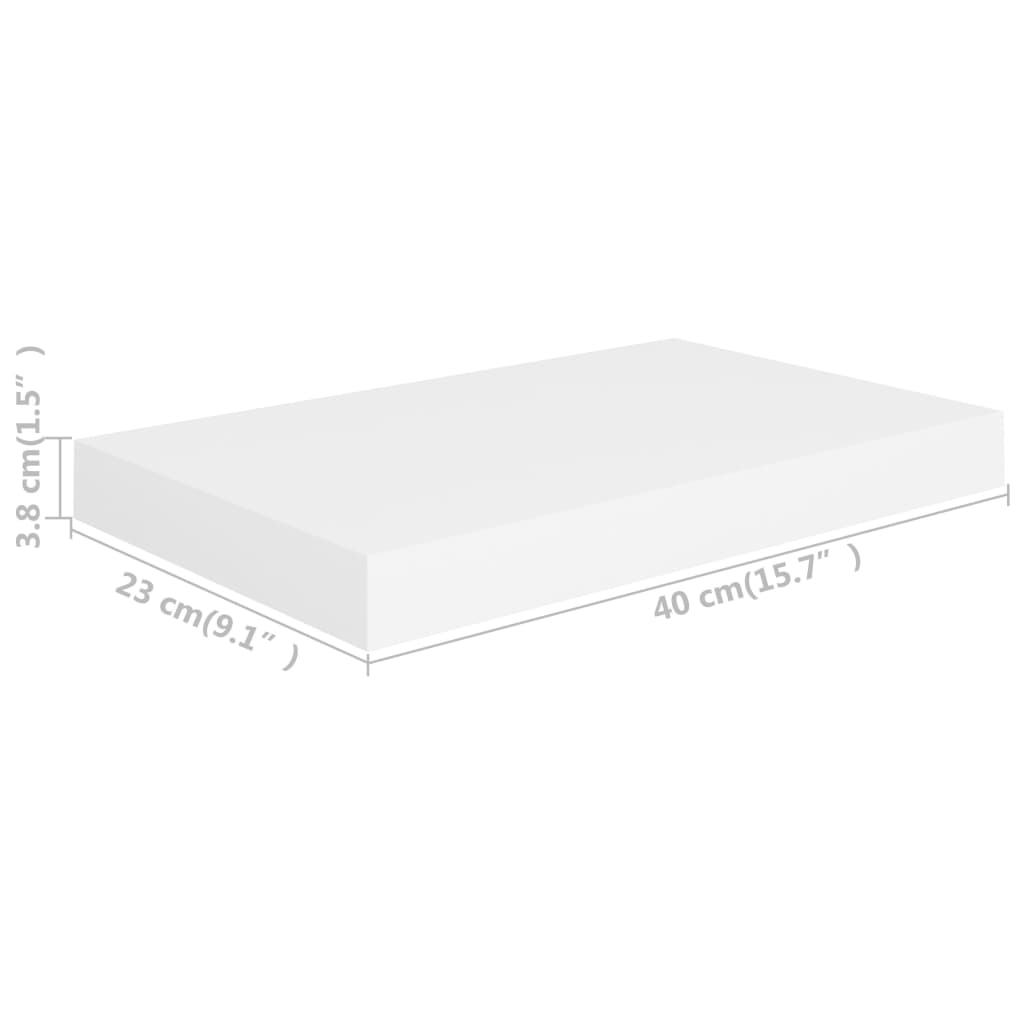 Valkoinen kelluvat seinähyllyt Chan 40x23x3,8cm (2 kpl mdf)