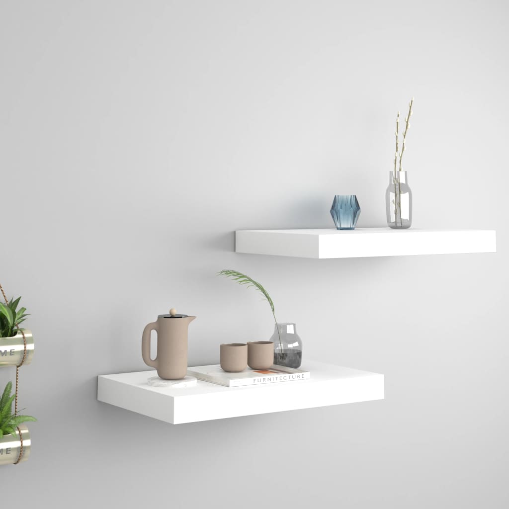 Valkoinen kelluvat seinähyllyt Chan 40x23x3,8cm (2 kpl mdf)