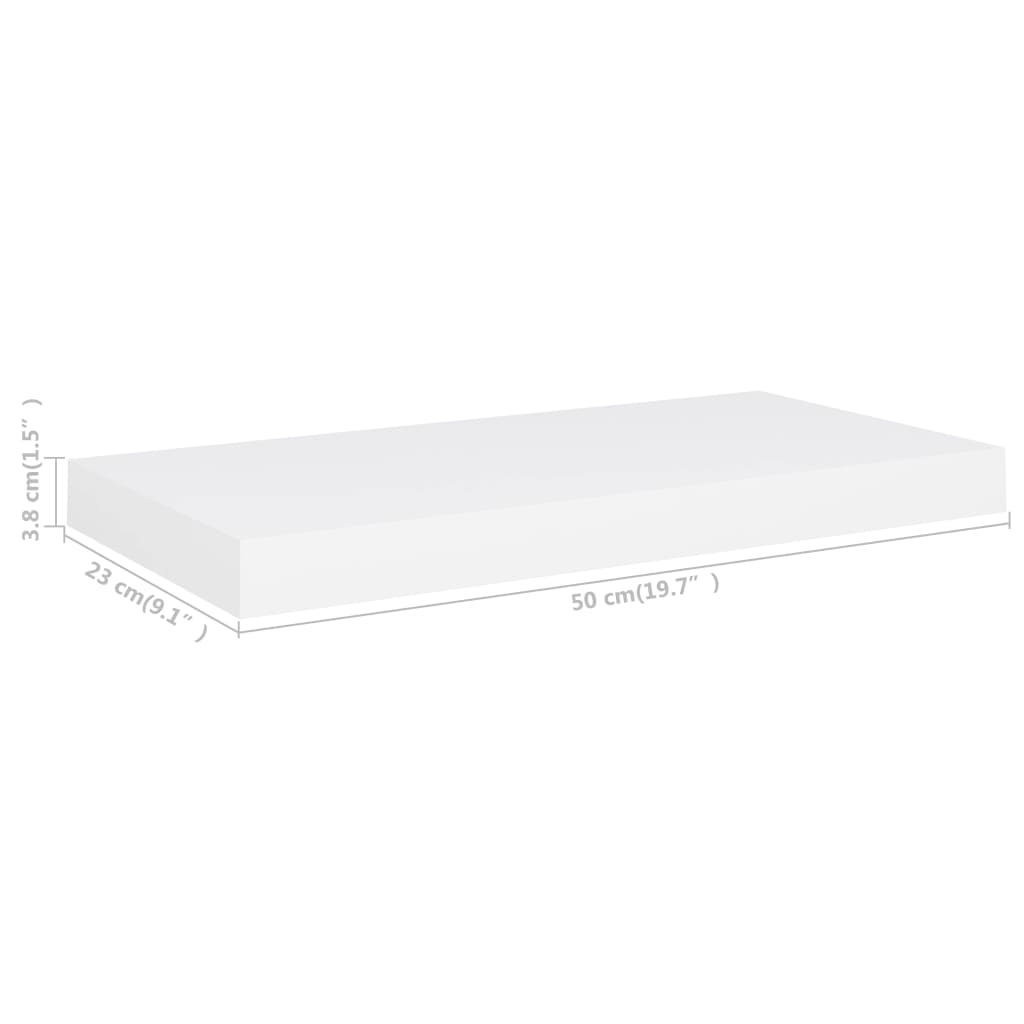 Valkoinen kelluvat seinähyllyt Chan 50x23x3,8cm (2 kpl mdf)