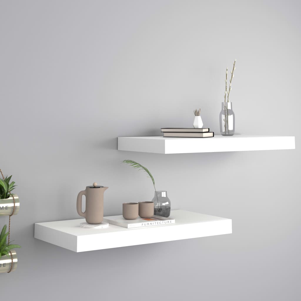 Valkoinen kelluvat seinähyllyt Chan 50x23x3,8cm (2 kpl mdf)