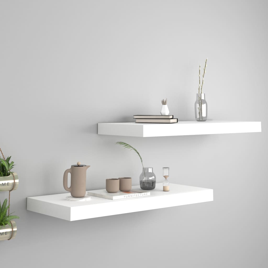 Valkoinen kelluvat seinähyllyt Chan 60x23,5x3,8cm (2 kpl mdf)