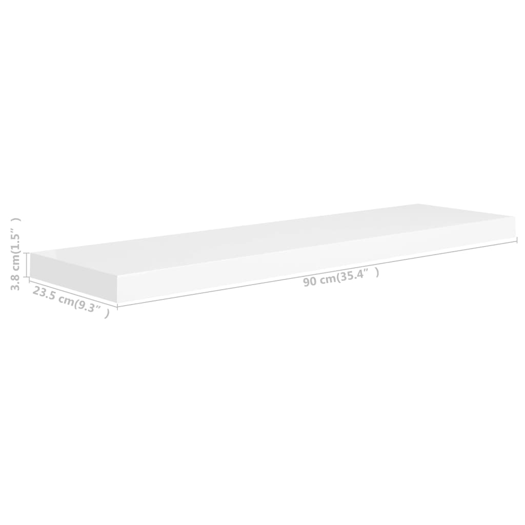 Valkoinen kelluvat seinähyllyt Chan 90x23,5x3,8cm (2kpl mdf)