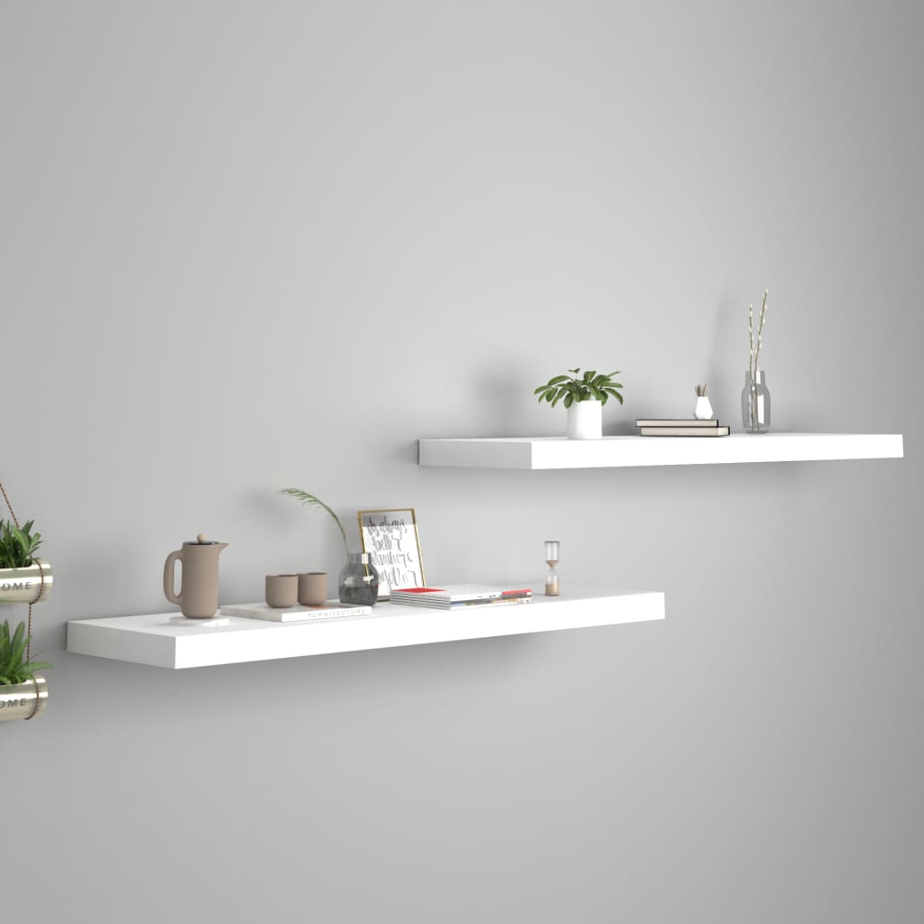 Valkoinen kelluvat seinähyllyt Chan 90x23,5x3,8cm (2kpl mdf)