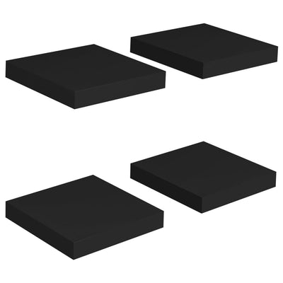 Kelluvat seinähyllyt 4 kpl musta 23x23,5x3,8 cm MDF