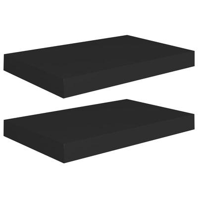Kelluvat seinähyllyt 2 kpl musta 40x23x3,8 cm MDF