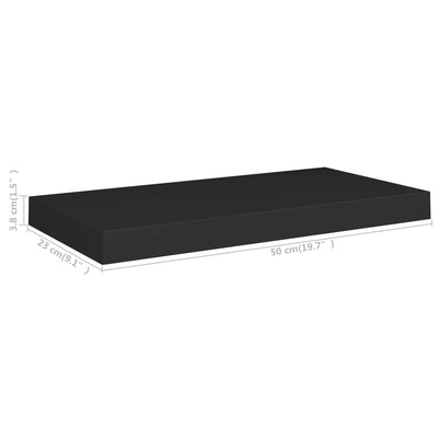 Kelluvat seinähyllyt 4 kpl musta 50x23x3,8 cm MDF