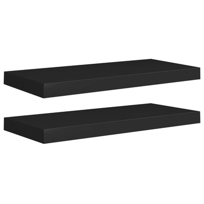 Kelluvat seinähyllyt 2 kpl musta 60x23,5x3,8 cm MDF