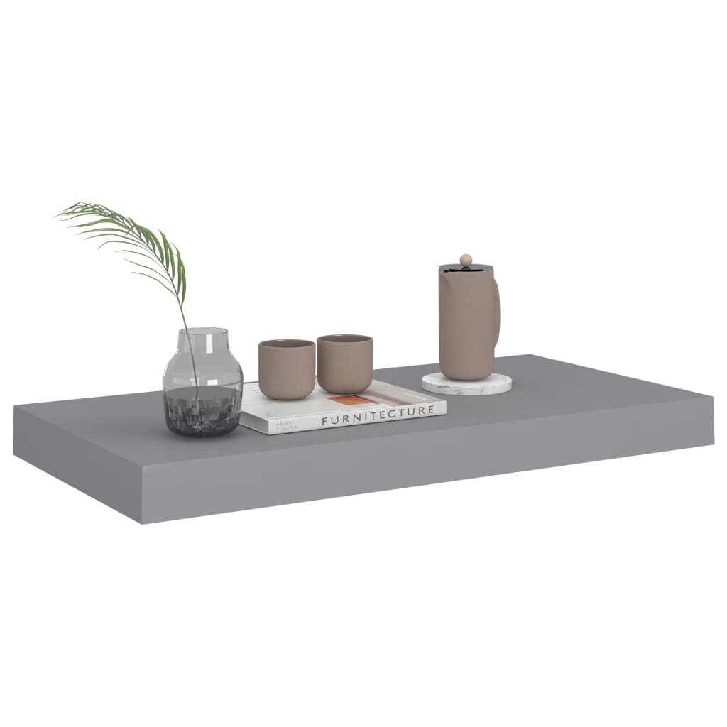 Harmaa kelluvat seinähyllyt Chan 50x23x3,8cm (2 kpl mdf)