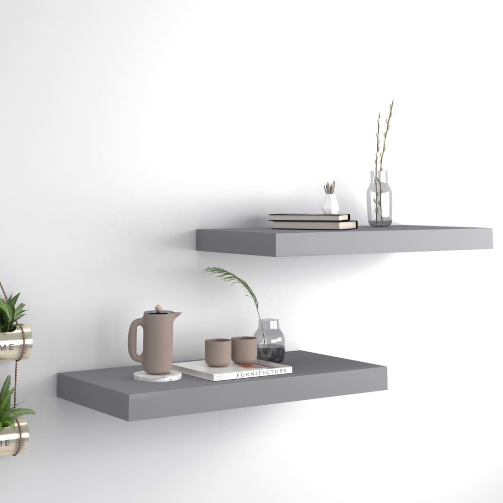 Harmaa kelluvat seinähyllyt Chan 50x23x3,8cm (2 kpl mdf)
