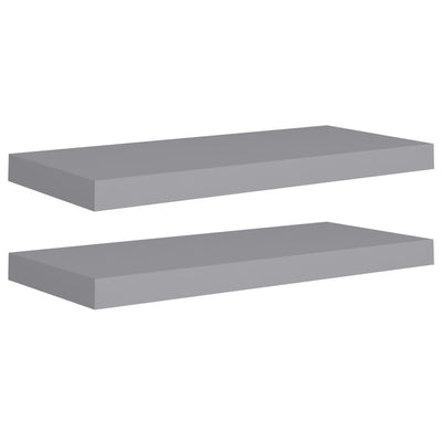 Kelluvat seinähyllyt 2 kpl harmaa 60x23,5x3,8 cm MDF