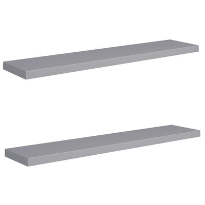 Kelluvat seinähyllyt 2 kpl harmaa 120x23,5x3,8 cm MDF