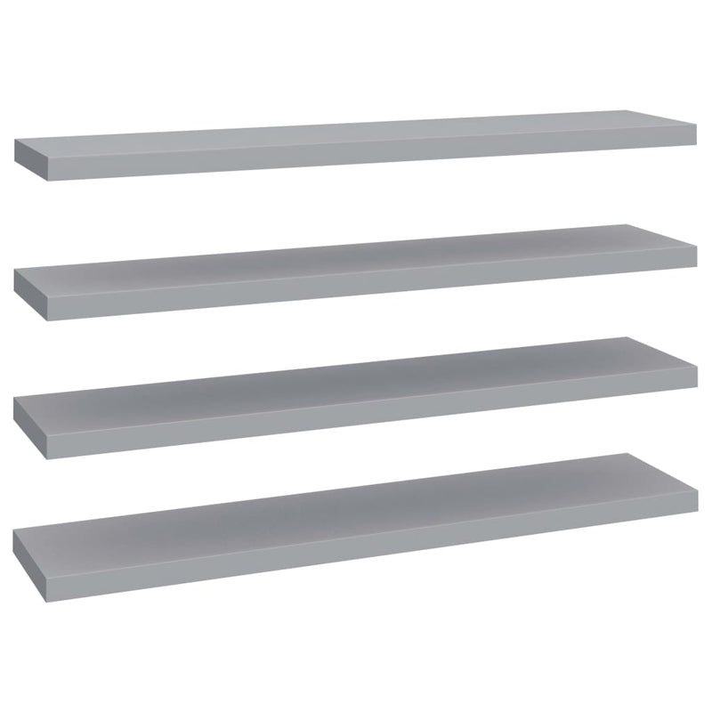 Harmaa kelluvat seinähyllyt Chan 120x23,5x3,8cm (4 kpl mdf)