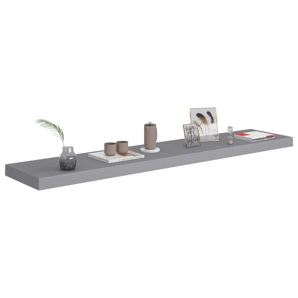 Harmaa kelluvat seinähyllyt Chan 120x23,5x3,8cm (4 kpl mdf)