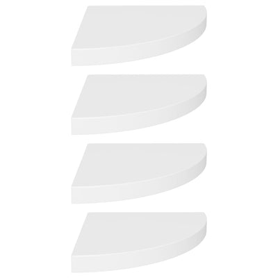 Kelluvat kulmahyllyt 4 kpl valkoinen 35x35x3,8 cm MDF