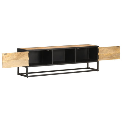 TV-taso kaiverretulla ovella 130x30x40 cm karkea mangopuu