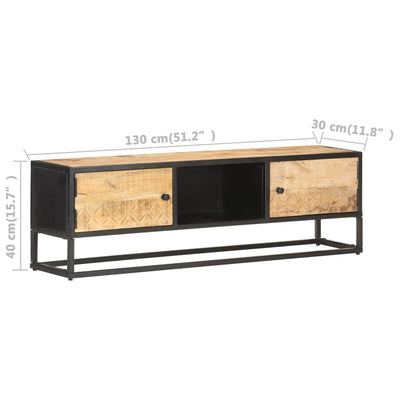 TV-taso kaiverretulla ovella 130x30x40 cm karkea mangopuu