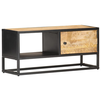 TV-taso kaiverretulla ovella 90x30x40 cm karkea mangopuu