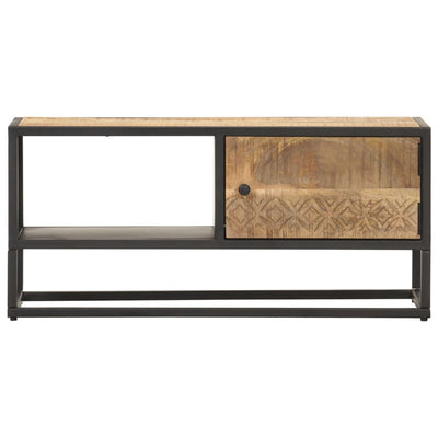 TV-taso kaiverretulla ovella 90x30x40 cm karkea mangopuu
