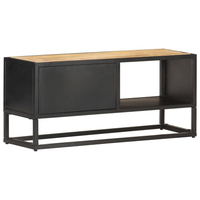 TV-taso kaiverretulla ovella 90x30x40 cm karkea mangopuu