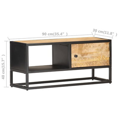 TV-taso kaiverretulla ovella 90x30x40 cm karkea mangopuu