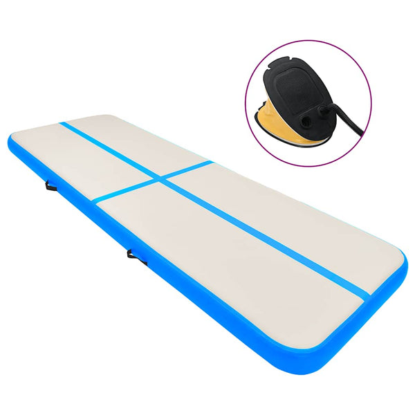 Täytettävä voimistelumatto pumpulla 500x100x15 cm PVC sininen