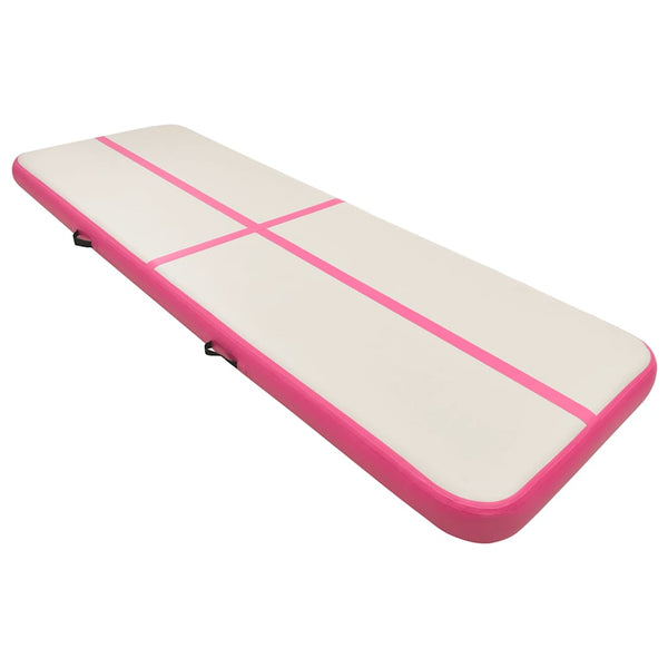 Täytettävä voimistelumatto pumpulla 400x100x20 cm PVC pinkki
