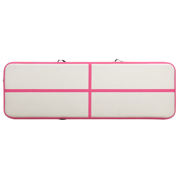 Täytettävä voimistelumatto pumpulla 400x100x20 cm PVC pinkki