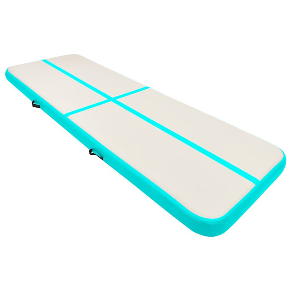 Täytettävä voimistelumatto pumpulla 400x100x20 cm PVC vihreä