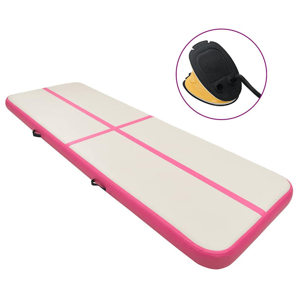 Täytettävä voimistelumatto pumpulla 500x100x20 cm PVC pinkki