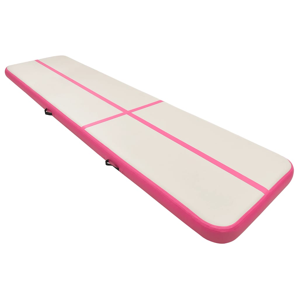 Täytettävä voimistelumatto pumpulla 600x100x20 cm PVC pinkki