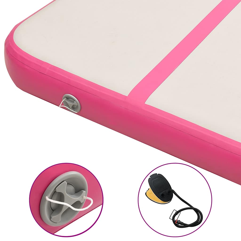 Täytettävä voimistelumatto pumpulla 800x100x20 cm PVC pinkki
