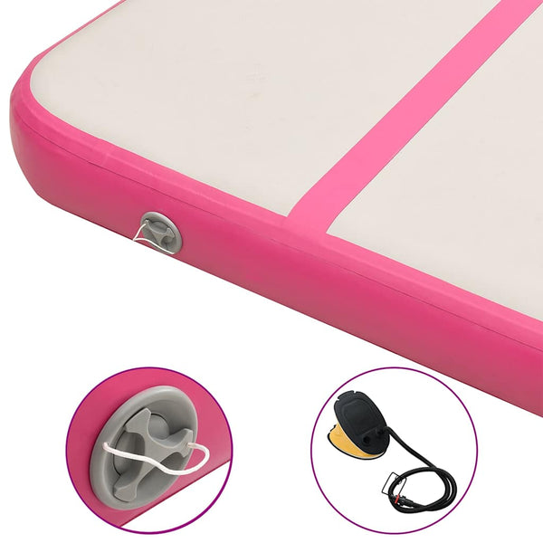 Täytettävä voimistelumatto pumpulla 800x100x20 cm PVC pinkki